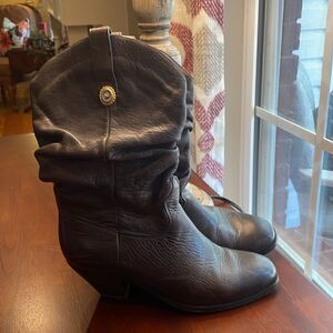 Women's Vintage Dingo Brown Leather Slouch Scrunch Cowboy Western Boots Size 6